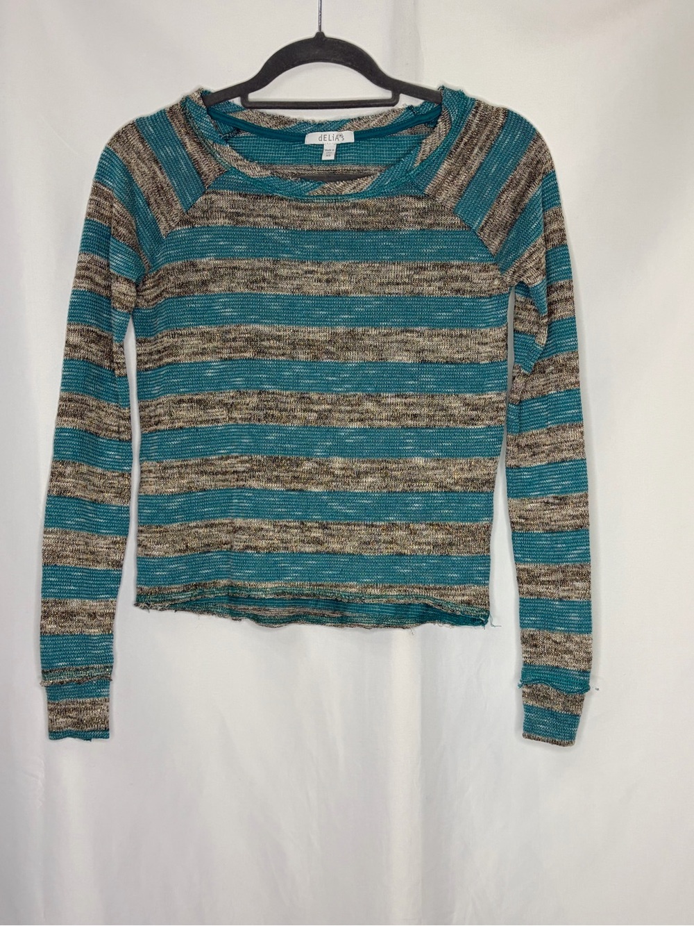 Vintage dELiA*s Y2K Striped Metallic Knit Sweater XS Made USA